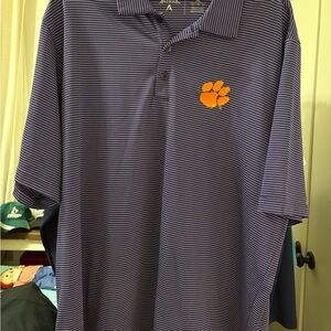 Antigua Purple Striped Polo Clemson EUC!